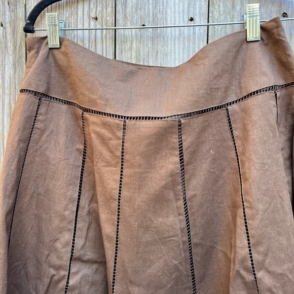 NWT Lily Stanhope Brown Linen Blend Skirt Sz 8 - Picture 8 of 11